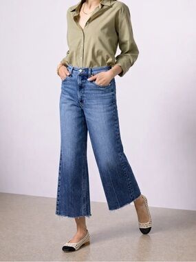 Evereve Pistola Lana Crop Raw Hem Wide Leg Jeans
